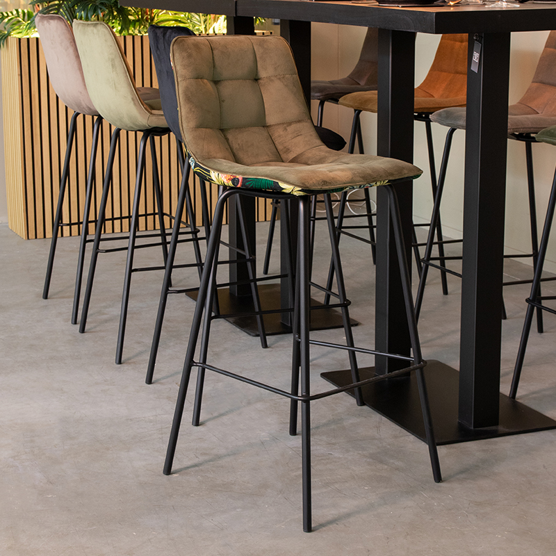 Barkruk I_Bistro - Zonder armleuning - Hoog - Hunter - Groen - Fluweel - Design - LABEL51