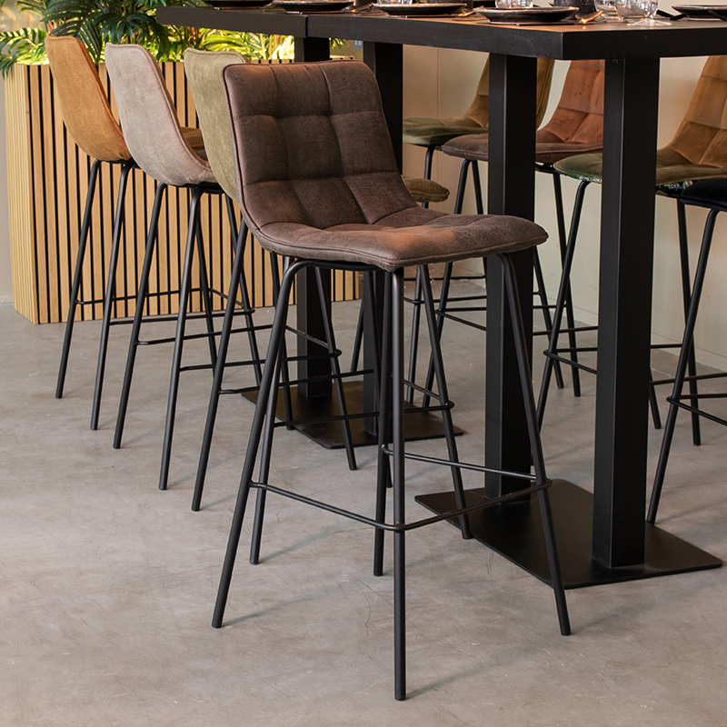 Barkruk I_Bistro - Zonder armleuning - Hoog - Antraciet - Grijs - Micro Suede - Modern - LABEL51