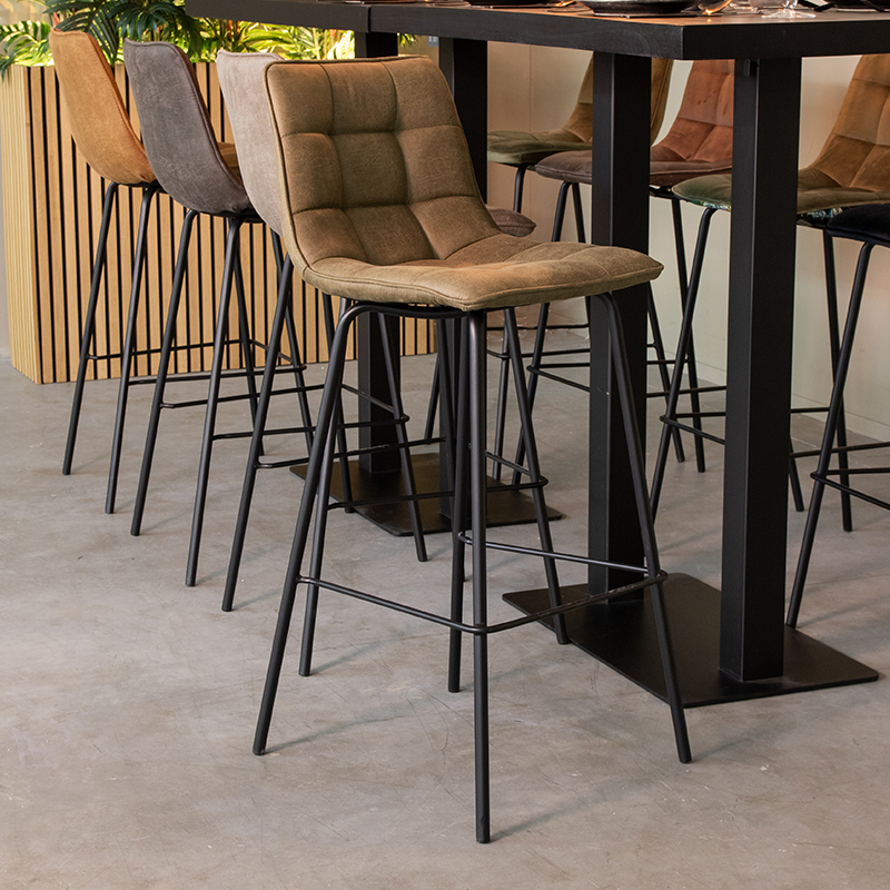 Barkruk I_Bistro - Zonder armleuning - Hoog - Moss - Groen - Micro Suede - Modern - LABEL51