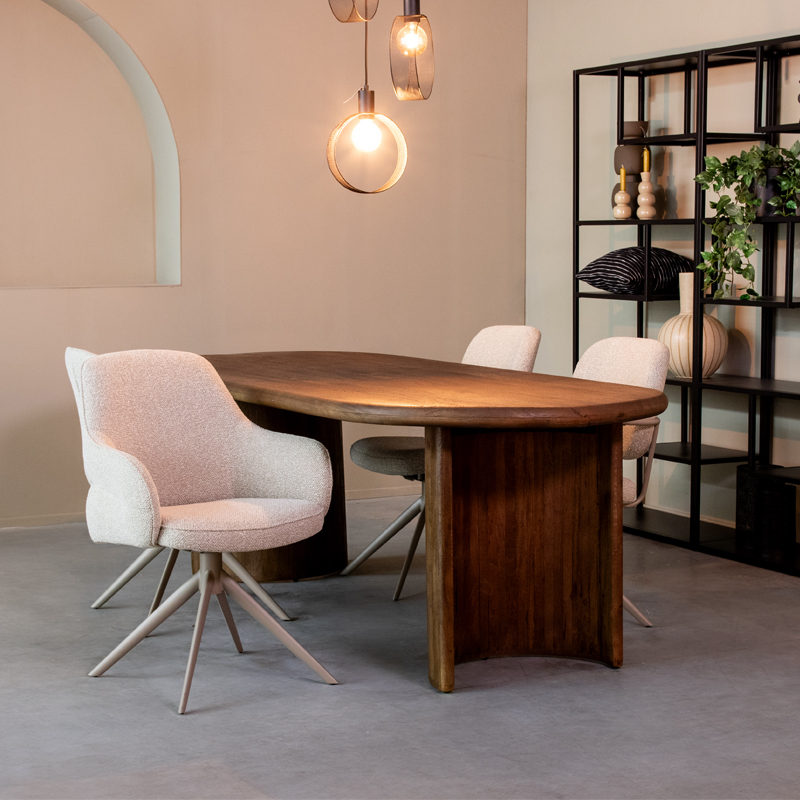 Eetkamerstoel I_Bern - Armleuning - Naturel Beige - Royal Boucle - Scandinavisch - LABEL51