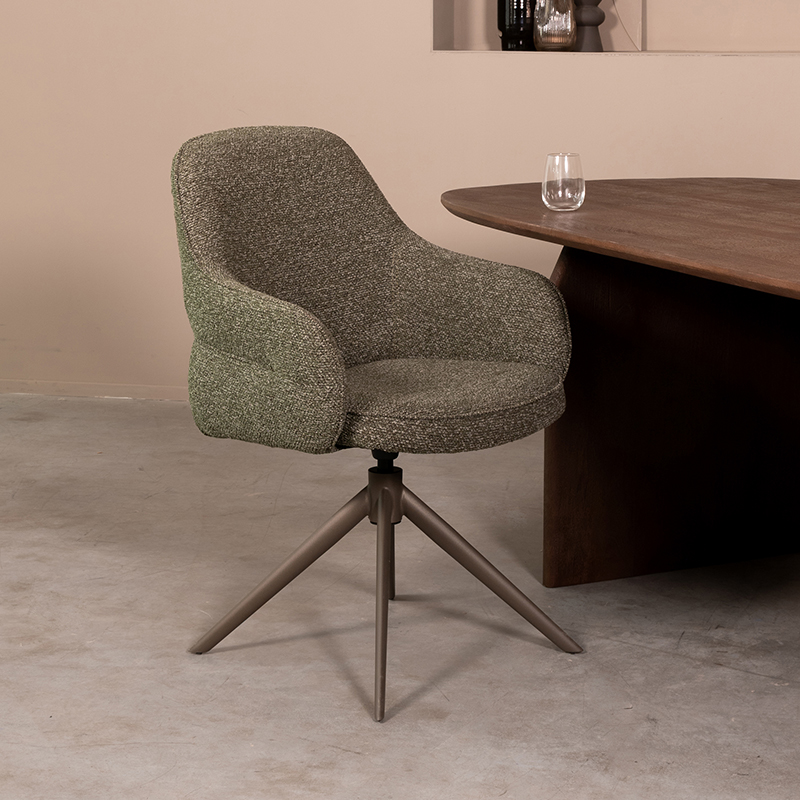 Eetkamerstoel I_Bern - Armleuning - Forest - Groen - Royal Boucle - Design - LABEL51