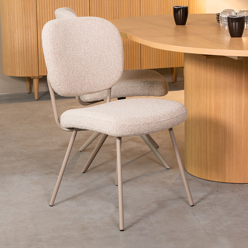 Eetkamerstoel I_Singapore - Zonder armleuning - Naturel Beige - Royal Boucle - Scandinavisch - LABEL51