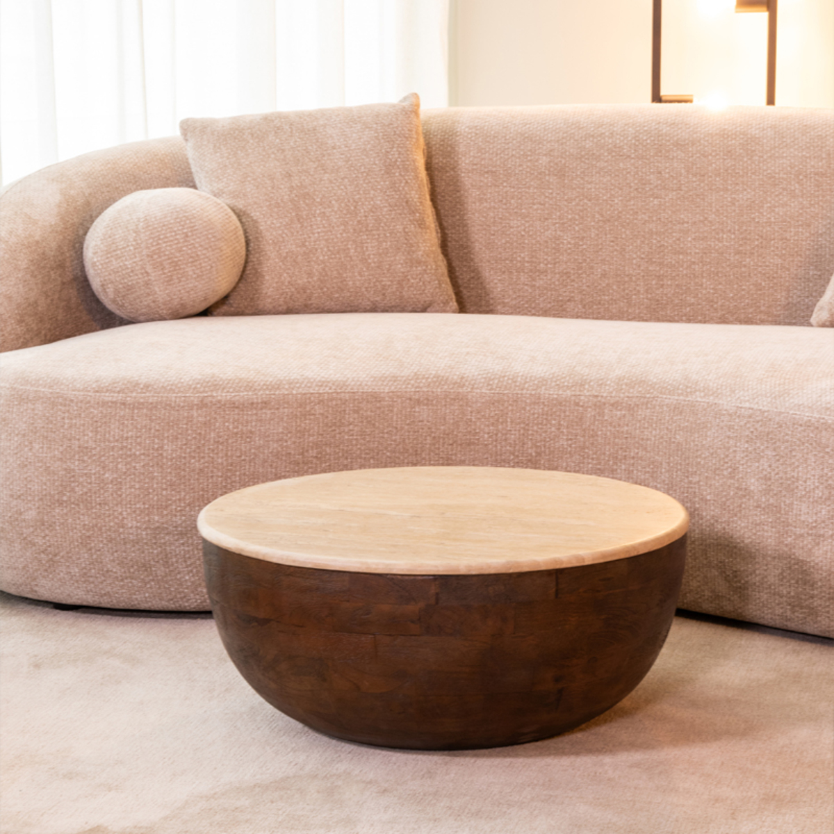 Salontafel I_Bowl - Rond - Espresso - BRUIN - Travertin - Minimalistisch - LABEL51