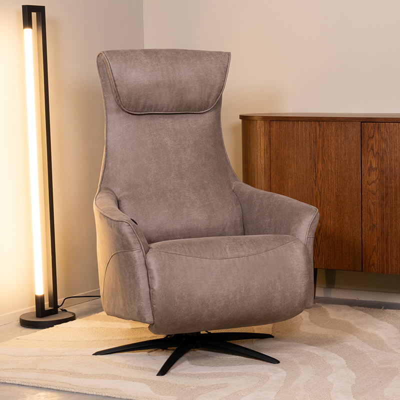 Fauteuil I_Lund - Elektrisch - Draaibaar - Armleuning - Taupe - BRUIN - - Modern - LABEL51