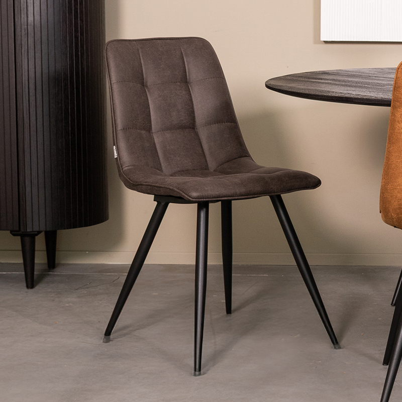 Eetkamerstoel I_Bistro - Zonder armleuning - Antraciet - Grijs - Micro Suede - Modern - LABEL51