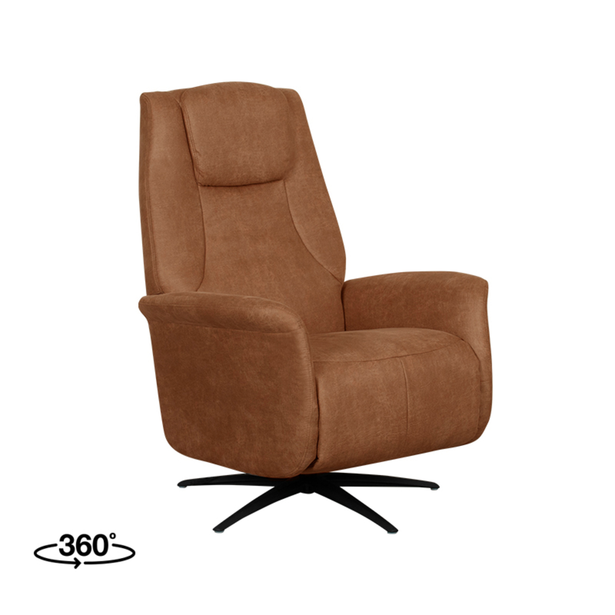 Fauteuil I_Stockholm - Elektrisch - Draaibaar - Armleuning - Cognac - BRUIN - Micro Suede - Modern - LABEL51