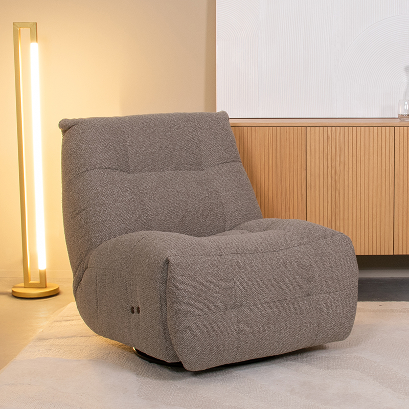 Fauteuil I_Relax and Recharge - Elektrisch - Zonder armleuning - Mushroom - Bruin - Royal Boucle - Landelijk - LABEL51
