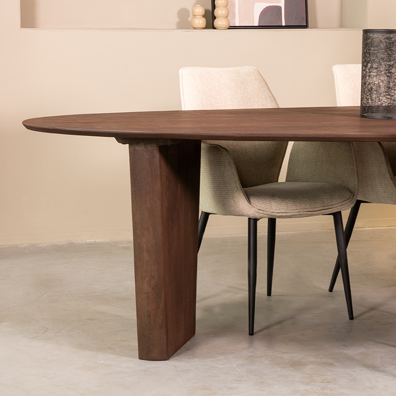 Eetkamertafel I_Wow - Espresso - BRUIN - Mangohout - Minimalistisch - LABEL51