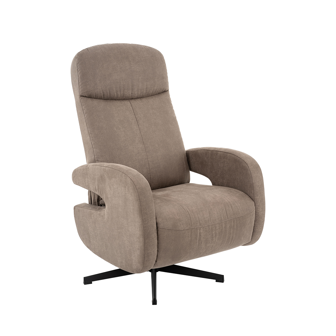 Fauteuil I_Esbjerg - Relaxfauteuil - Zonder armleuning - Taupe - BRUIN - Micro Suede - Modern - LABEL51