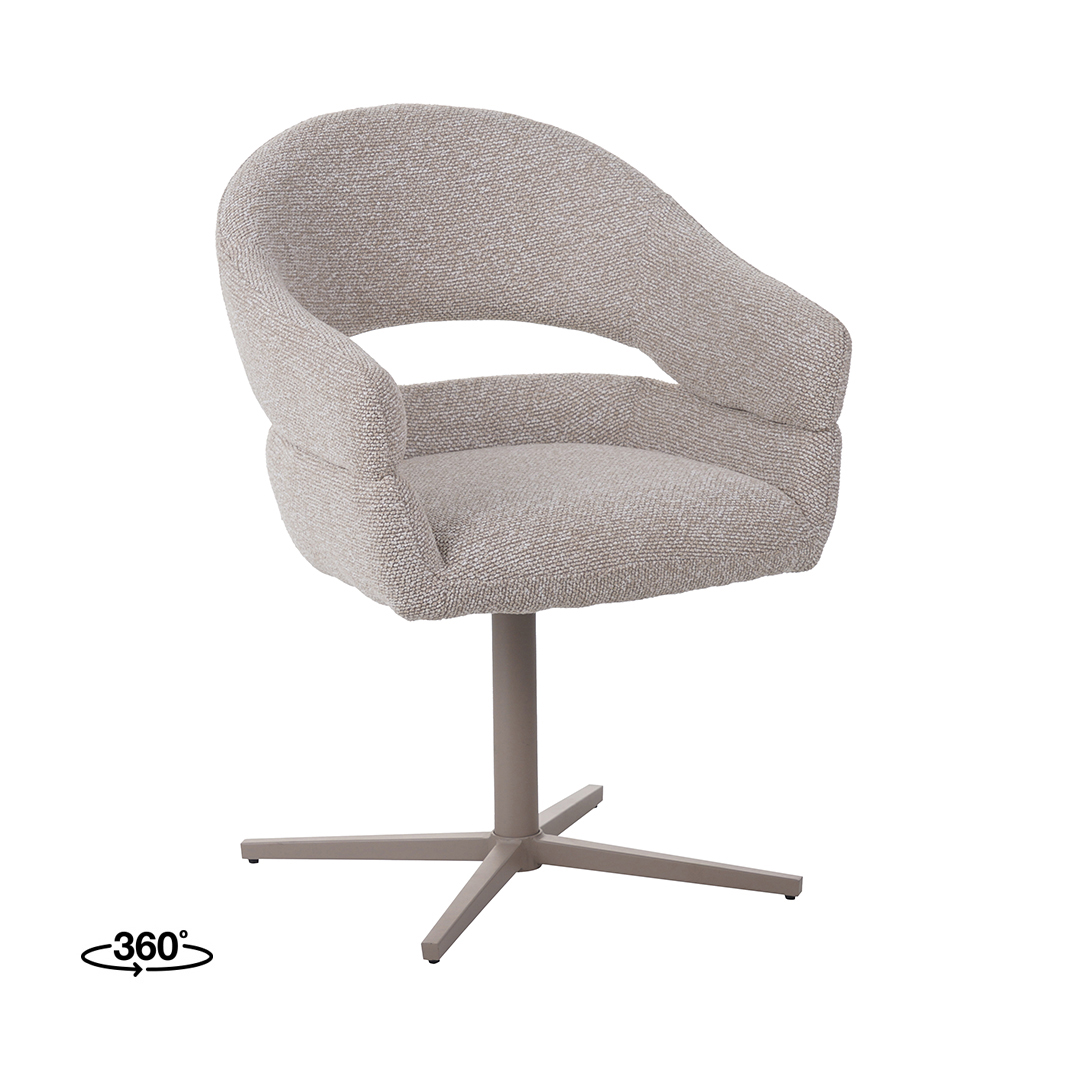 Eetkamerstoel I_Donna - Zonder armleuning - Naturel Beige - Royal Boucle - LABEL51