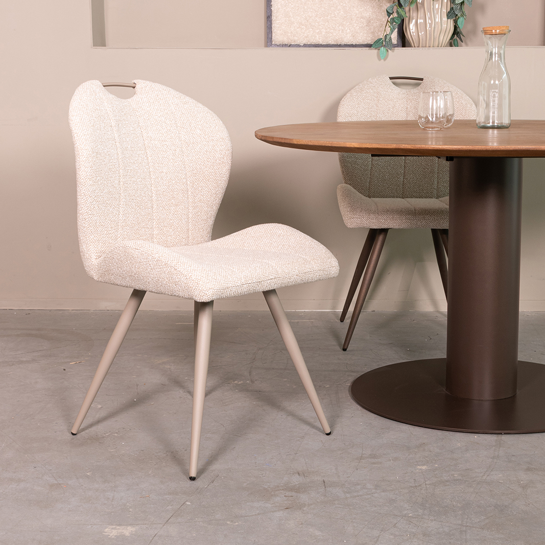 Eetkamerstoel I_Silly - Zonder armleuning - Naturel Beige - Royal Boucle - LABEL51