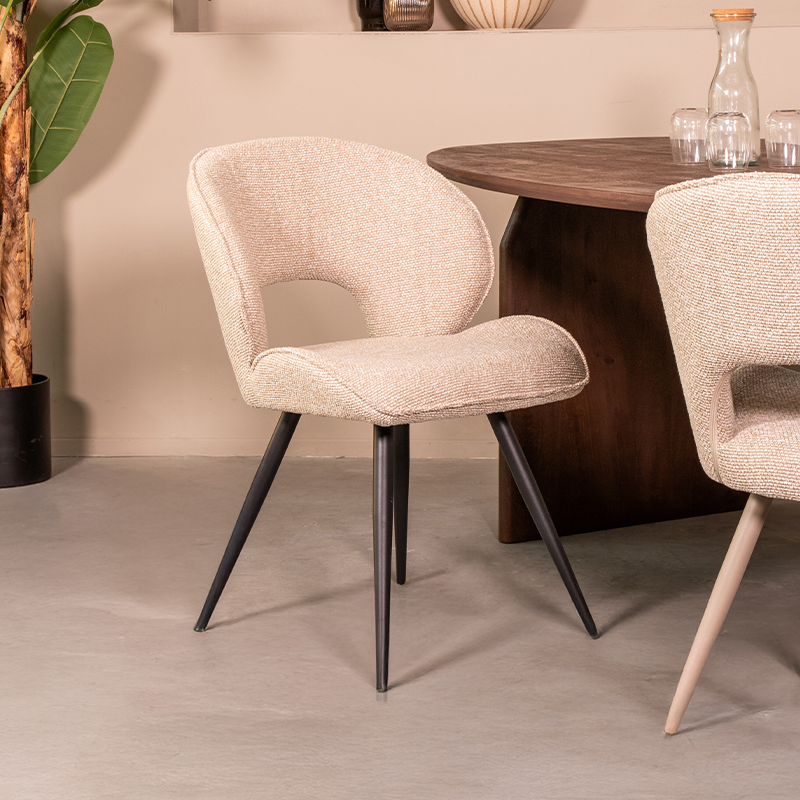 Eetkamerstoel I_Sakura - Zonder armleuning - Naturel Beige - Royal Boucle - LABEL51