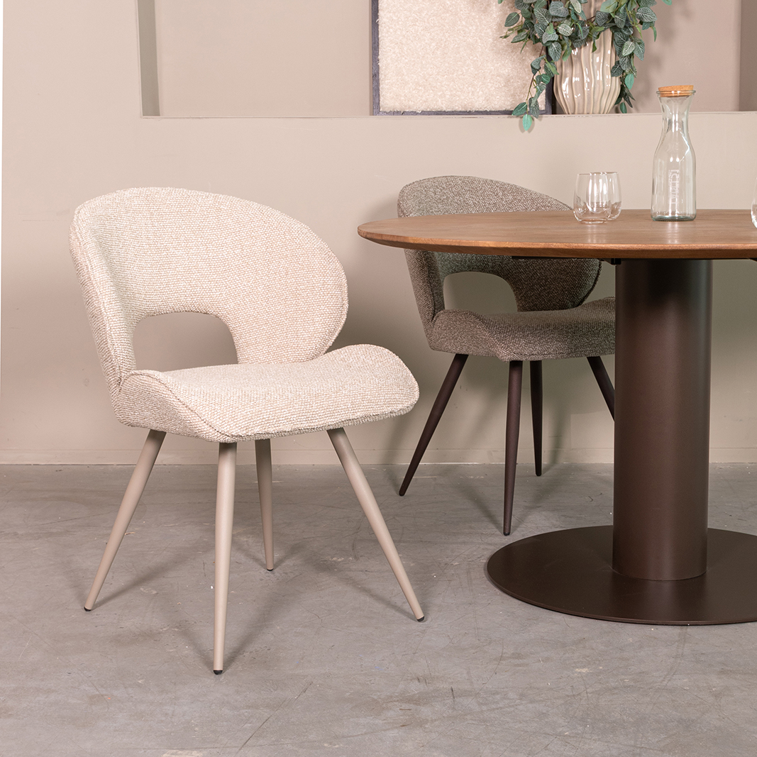 Eetkamerstoel I_Sakura - Zonder armleuning - Naturel Beige - Royal Boucle - LABEL51