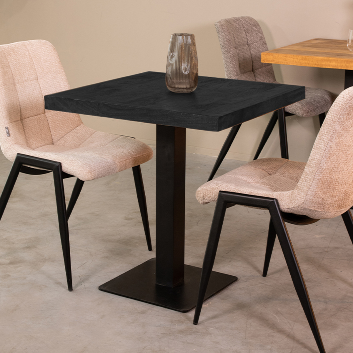 Eetkamertafel I_Tafelblad Vierkant - Zwart - Mangohout - Modern - LABEL51
