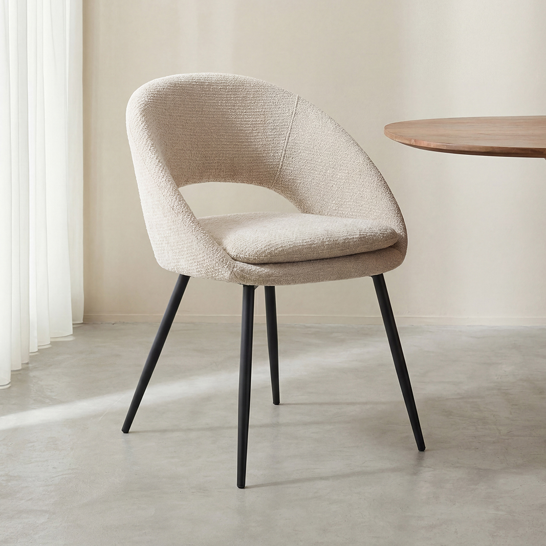 Eetkamerstoel I_Zohra - Zonder armleuning - Naturel Beige - Chenille - LABEL51