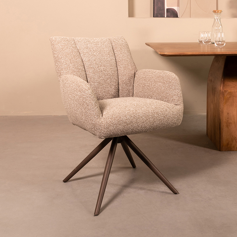 Eetkamerstoel I_Padua - Zonder armleuning - Mushroom - Bruin - Royal Boucle - LABEL51