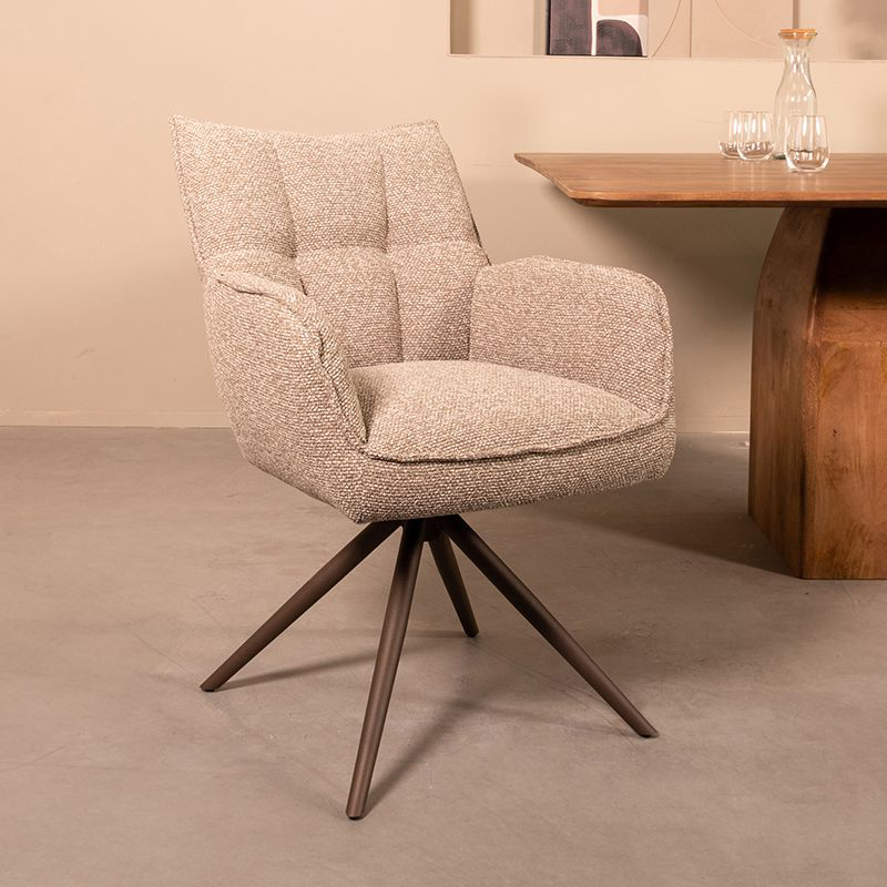 Eetkamerstoel I_Amalfi - Zonder armleuning - Mushroom - Bruin - Royal Boucle - LABEL51