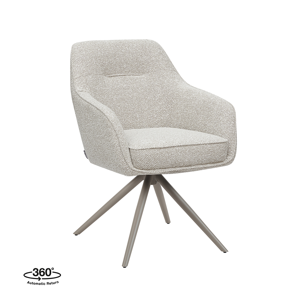 Eetkamerstoel I_Akira - Zonder armleuning - Naturel Beige - Royal Boucle - LABEL51