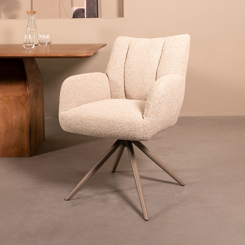 Eetkamerstoel I_Padua - Zonder armleuning - Naturel Beige - Royal Boucle - LABEL51