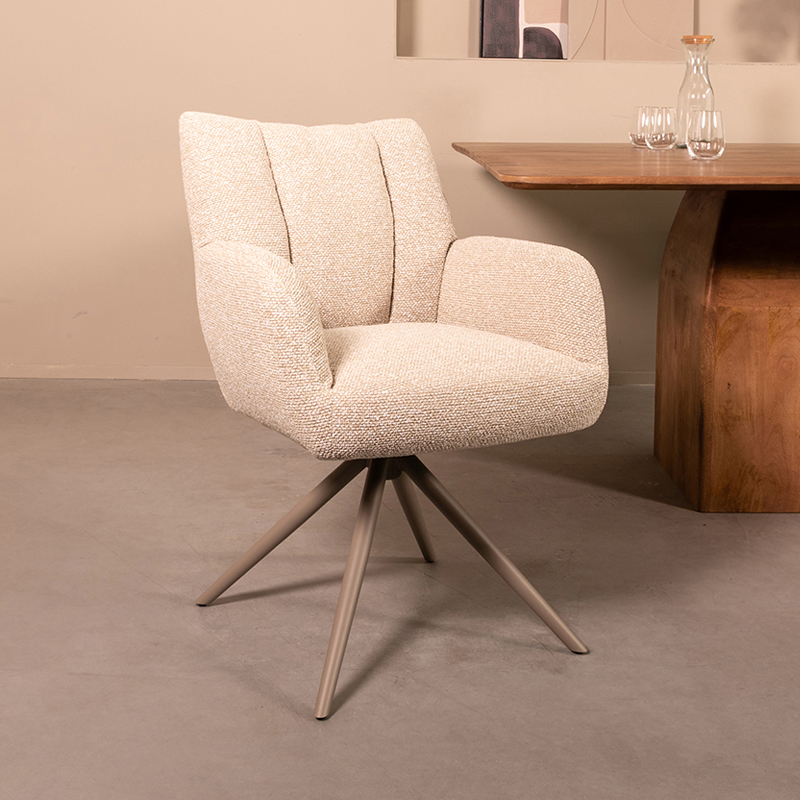 Eetkamerstoel I_Padua - Zonder armleuning - Naturel Beige - Royal Boucle - LABEL51