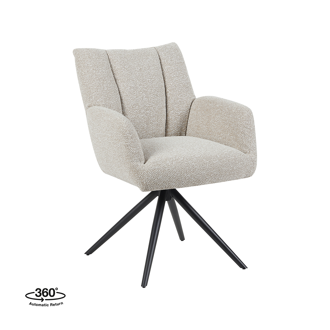 Eetkamerstoel I_Padua - Zonder armleuning - Naturel Beige - Royal Boucle - LABEL51