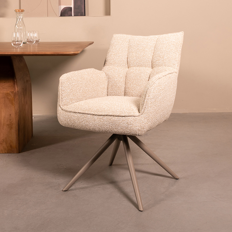 Eetkamerstoel I_Amalfi - Zonder armleuning - Naturel Beige - Royal Boucle - LABEL51