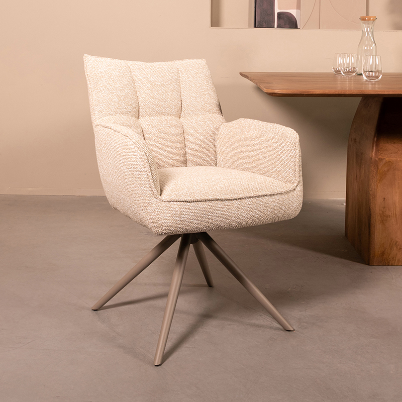 Eetkamerstoel I_Amalfi - Zonder armleuning - Naturel Beige - Royal Boucle - LABEL51