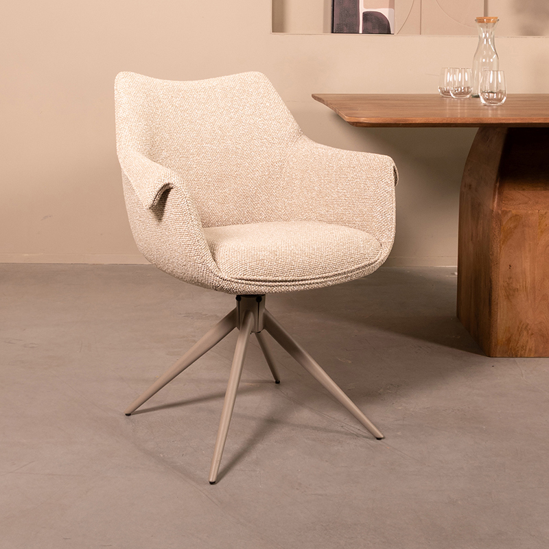 Eetkamerstoel I_Narumi - Zonder armleuning - Naturel Beige - Royal Boucle - LABEL51