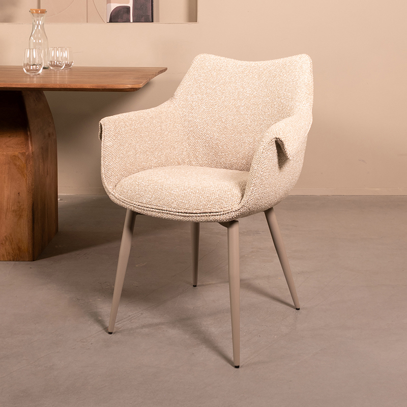 Eetkamerstoel I_Mirai - Zonder armleuning - Naturel Beige - Royal Boucle - LABEL51