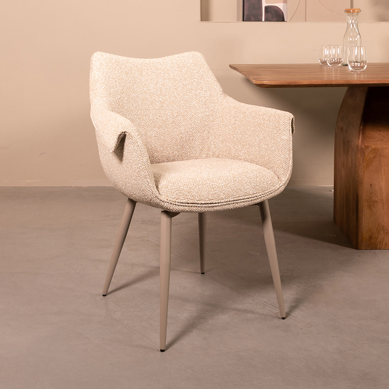 Eetkamerstoel I_Mirai - Zonder armleuning - Naturel Beige - Boucle - LABEL51