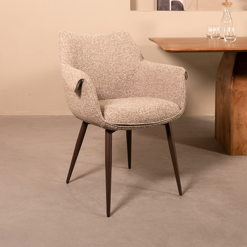 Eetkamerstoel I_Mirai - Zonder armleuning - Mushroom - Bruin - Boucle - Design - LABEL51
