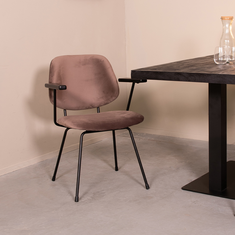 Eetkamerstoel I_Gastron - Zonder armleuning - Taupe - BRUIN - - Landelijk - LABEL51