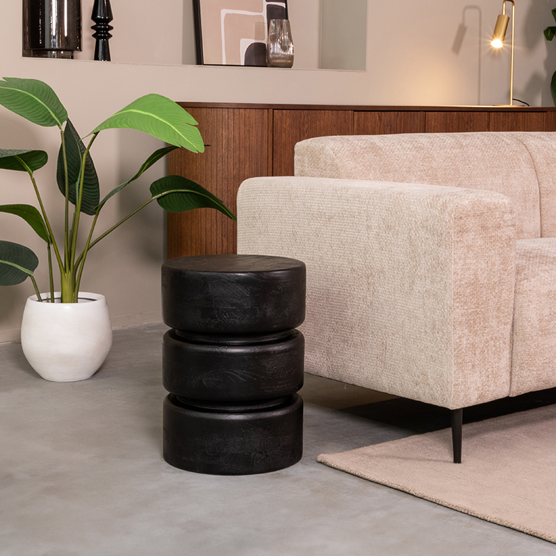 Bijzettafel I_Milly - Rond - Zwart - Mangohout - Modern - LABEL51