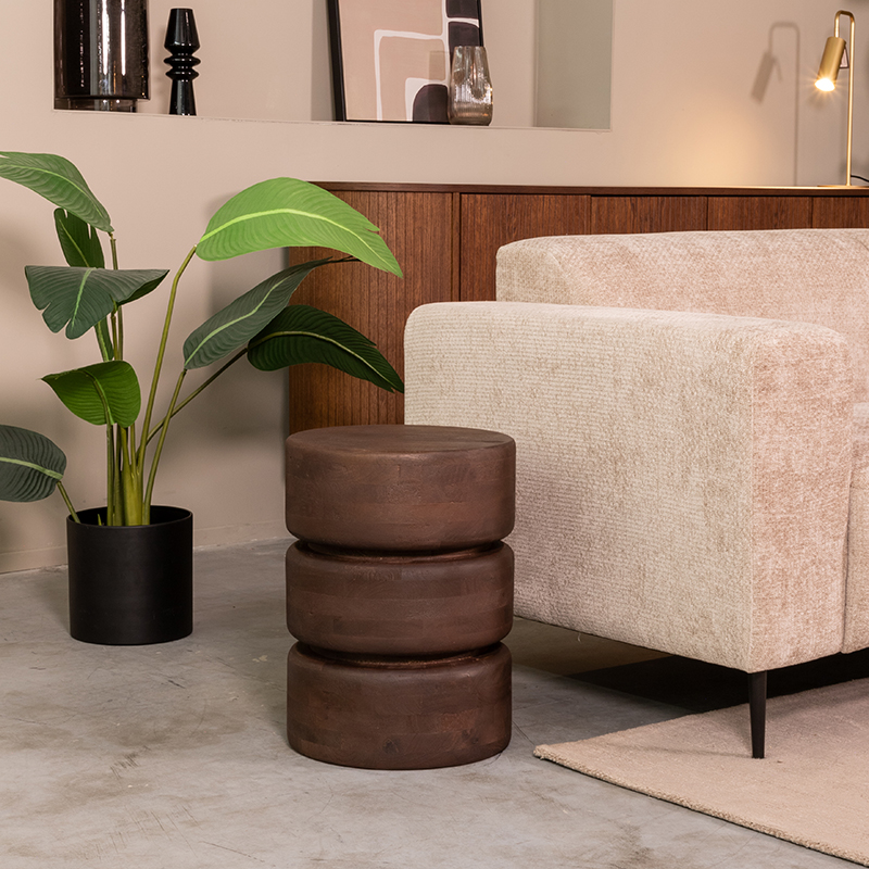 Bijzettafel I_Milly - Rond - Espresso - Bruin - Mangohout - LABEL51