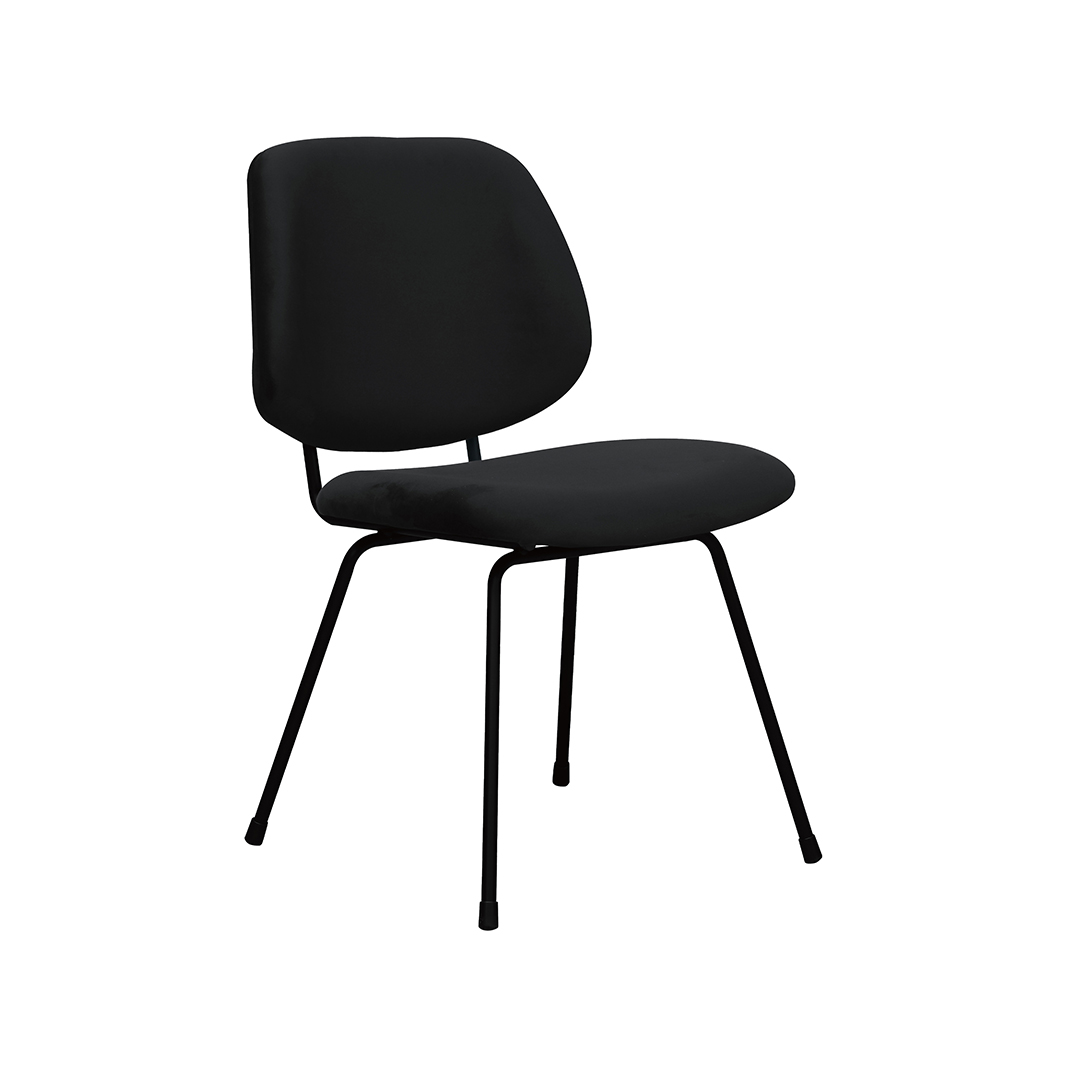 Eetkamerstoel I_Bello - Zonder armleuning - Zwart - Velvet - LABEL51