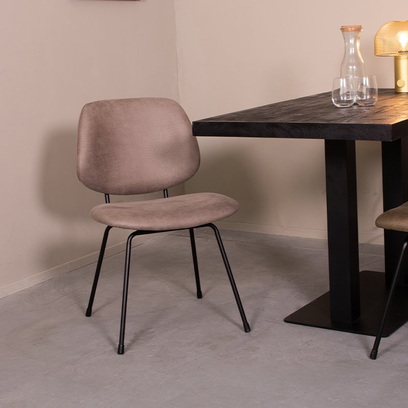 Eetkamerstoel I_Bello - Zonder armleuning - Taupe - Bruin - Micro Suede - Modern - LABEL51