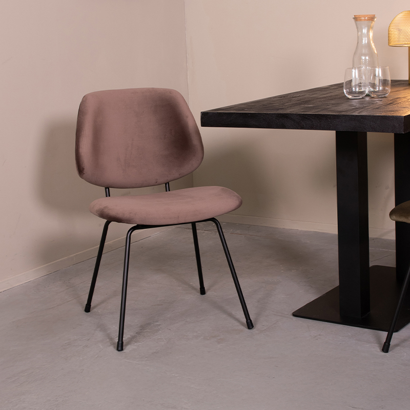 Eetkamerstoel I_Bello - Zonder armleuning - Taupe - BRUIN - - Landelijk - LABEL51