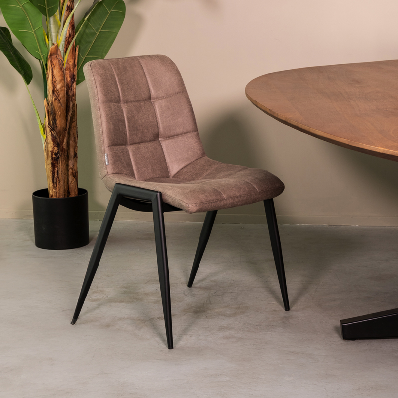 Eetkamerstoel I_Noor - Zonder armleuning - Taupe - BRUIN - - Modern - LABEL51