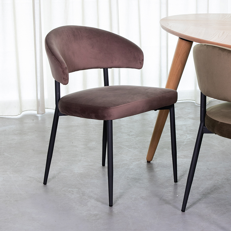 Eetkamerstoel I_Bliss - Zonder armleuning - Taupe - BRUIN - Fluweel - Landelijk - LABEL51