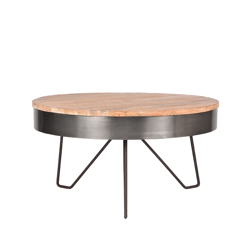 LABEL51 Salontafel Saran - Antiek grijs - Metaal - Rond - 80 cm