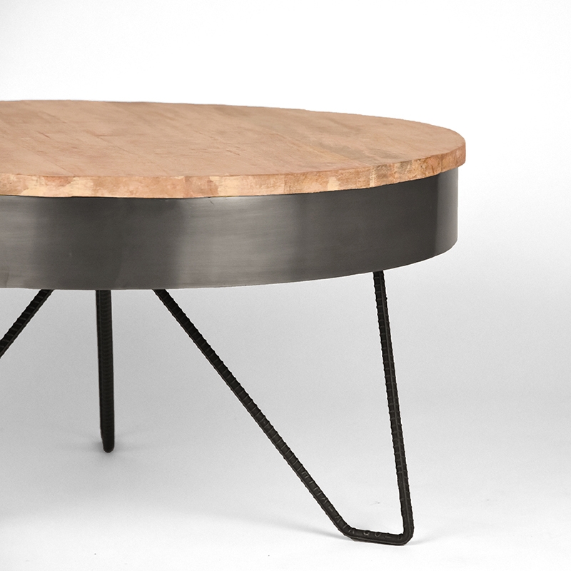 LABEL51 Salontafel Saran - Antiek grijs - Metaal - Rond - 80 cm