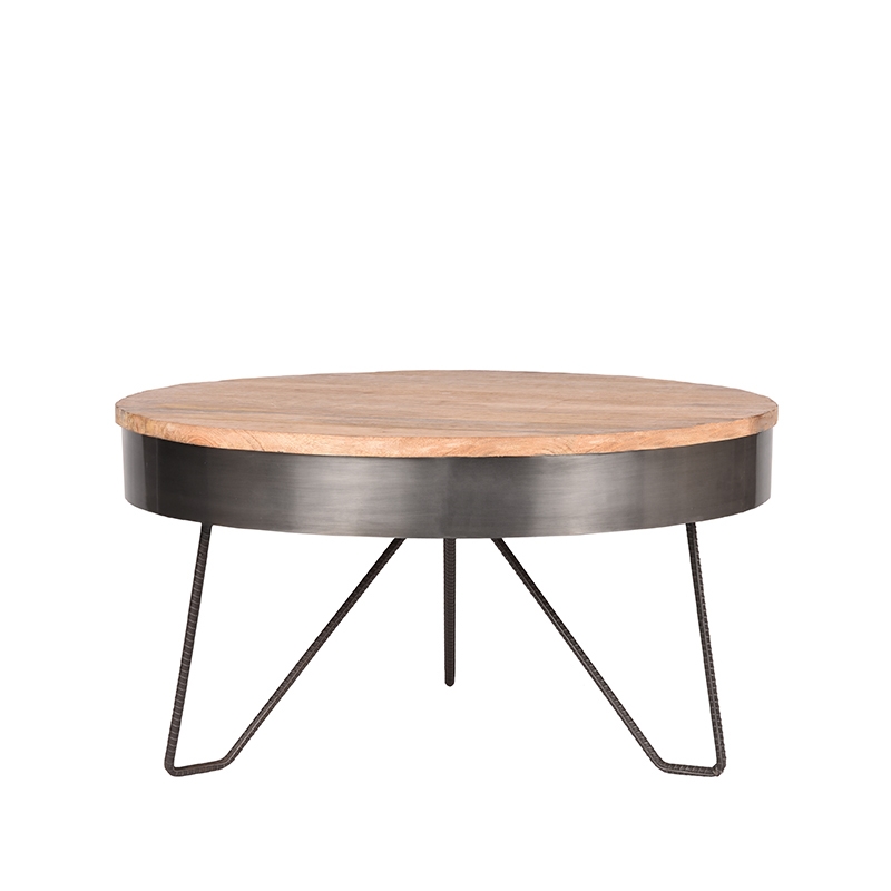LABEL51 Salontafel Saran - Antiek grijs - Metaal - Rond - 80 cm