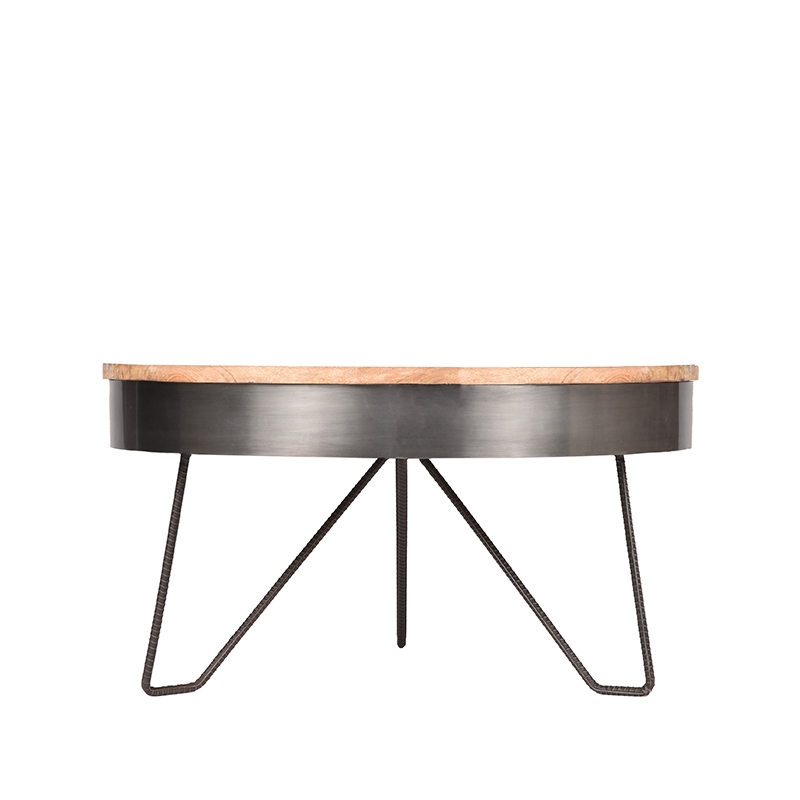 LABEL51 Salontafel Saran - Antiek grijs - Metaal - Rond - 80 cm