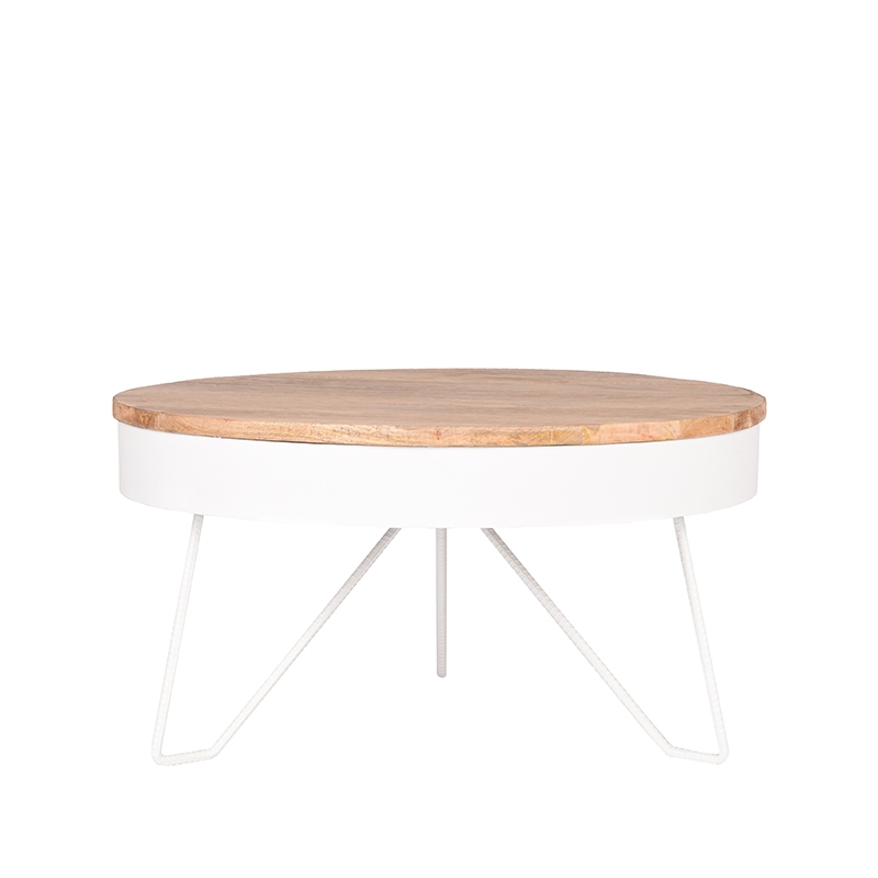 Salontafel Saran - Wit - Mangohout - 80 cm LABEL51