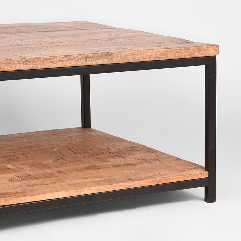 LABEL51 Salontafel Vintage - Rough - Mangohout - 80x80 cm