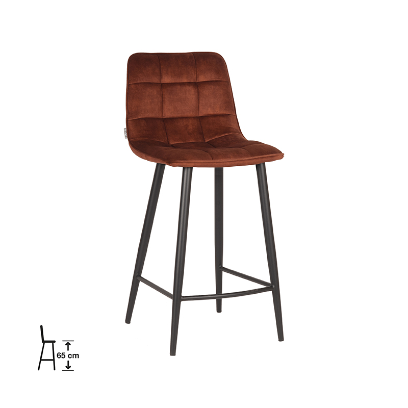 Barkruk Jelt - Rust - Velours - Zithoogte 65 - LABEL51