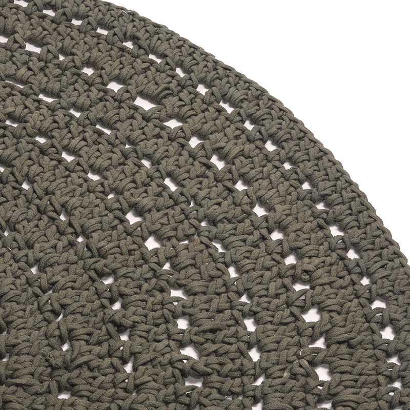 LABEL51 Vloerkleden Knitted - Army green - Katoen - 150x150 cm